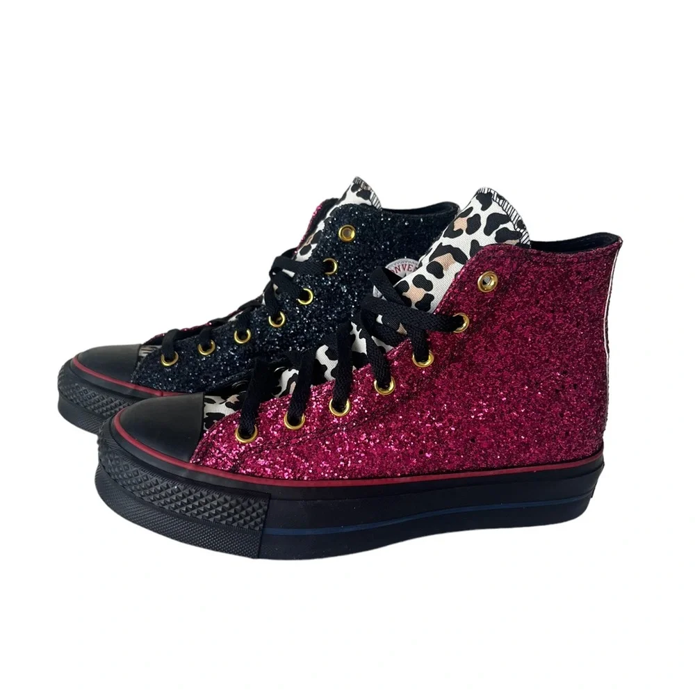 Converse platform glitter high top custom sneakers NWT 9 - Picture 2 of 9